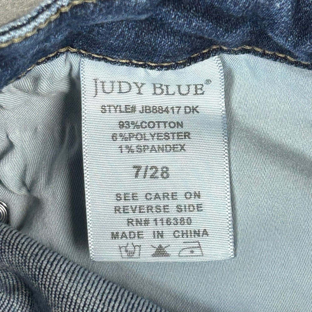 Judy Blue Skinny Jeans Distressed‎ Raw Release Hem Women 7/28 Blue - Picture 13 of 13